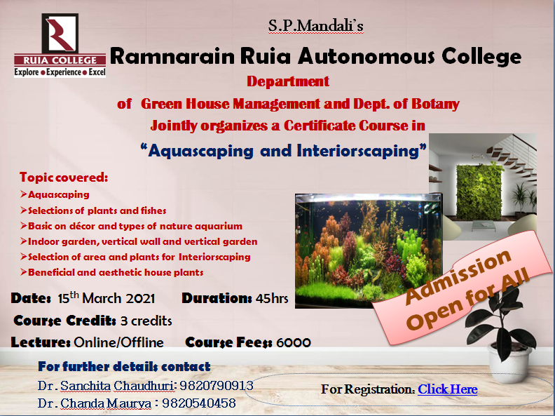Second batch of certificate course in ‘Aquascaping & Interiorscaping’